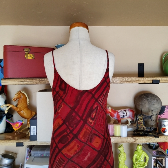 VNTG 90s/00s Sacred Threads Bias Cut Slinky Rayon Maxi Dress Sexy Summer Sz M/L - Picture 5 of 8